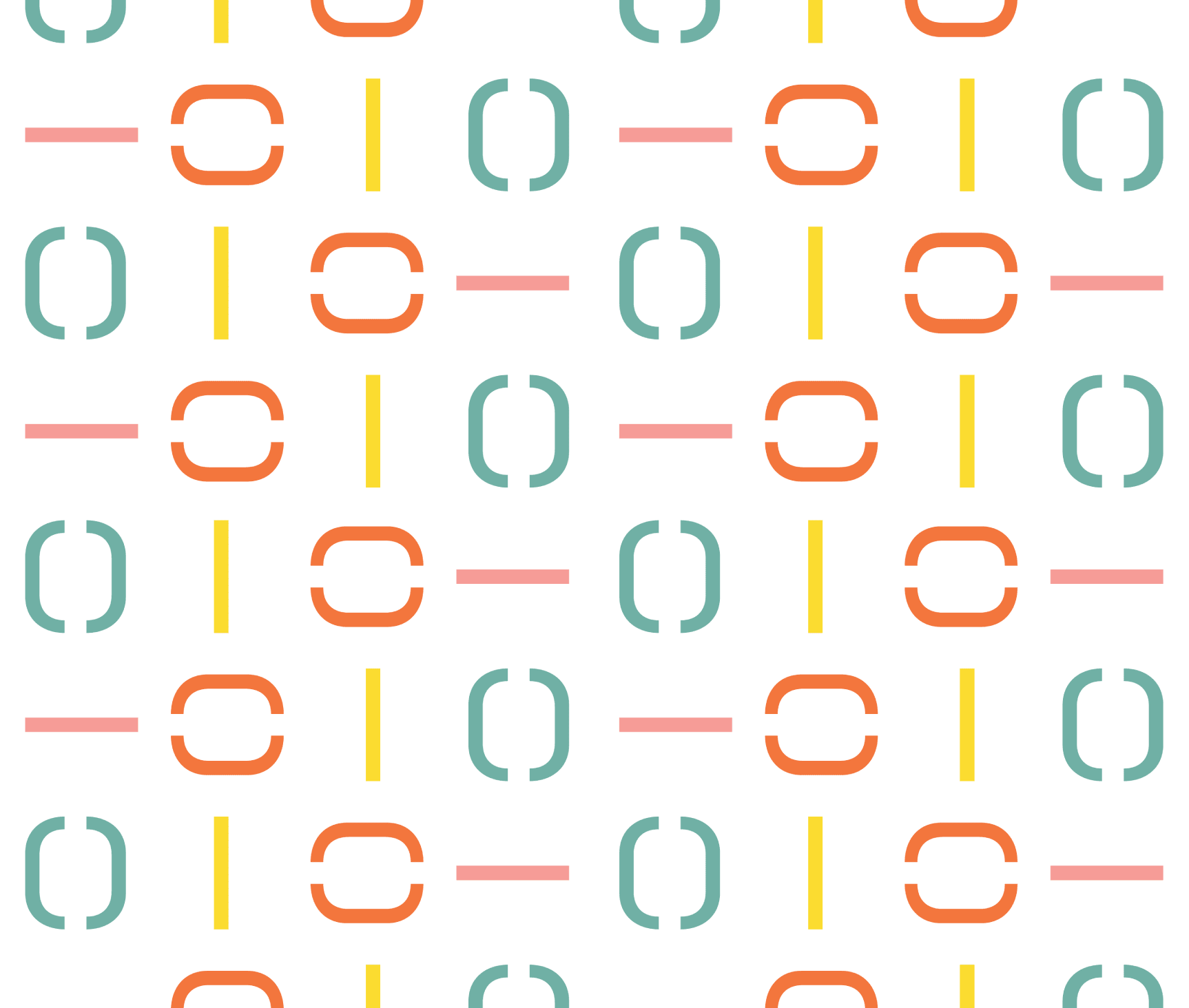 The full supplied Imagination brand pattern in orange, coral, yellow, and teal